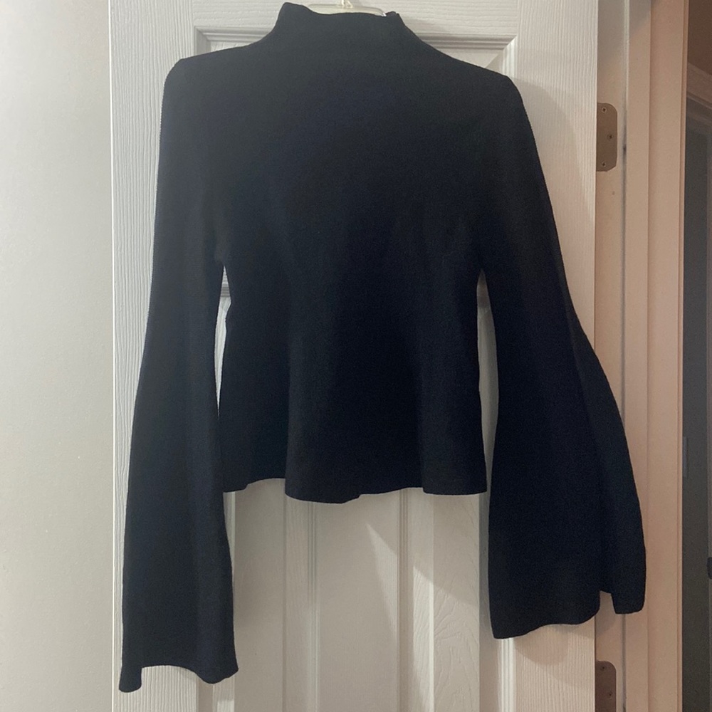 black bell sleeve sweater by shein
